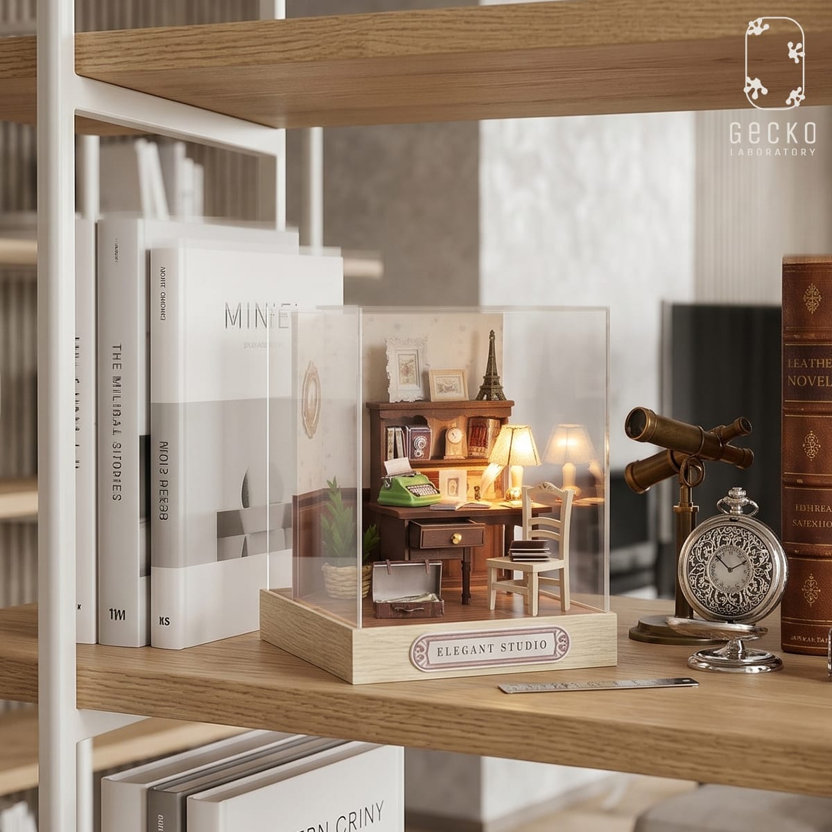 Bộ mô hình lắp ghép miniature Góc làm việc cổ điển Elegant Studio - Ảnh 3